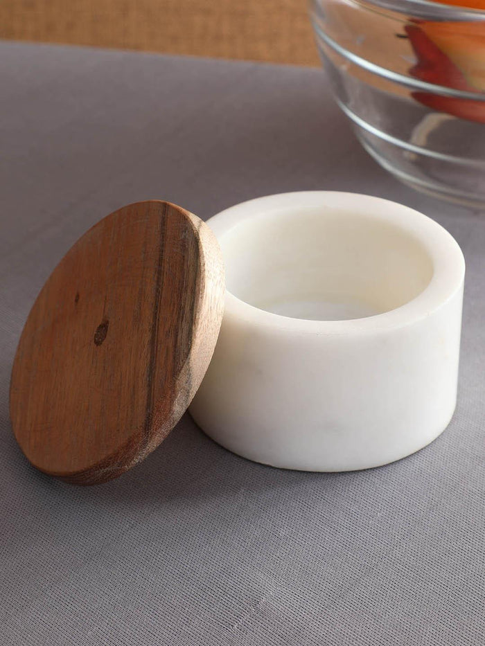 Marble large spice box with wodden lid - NikkisPride