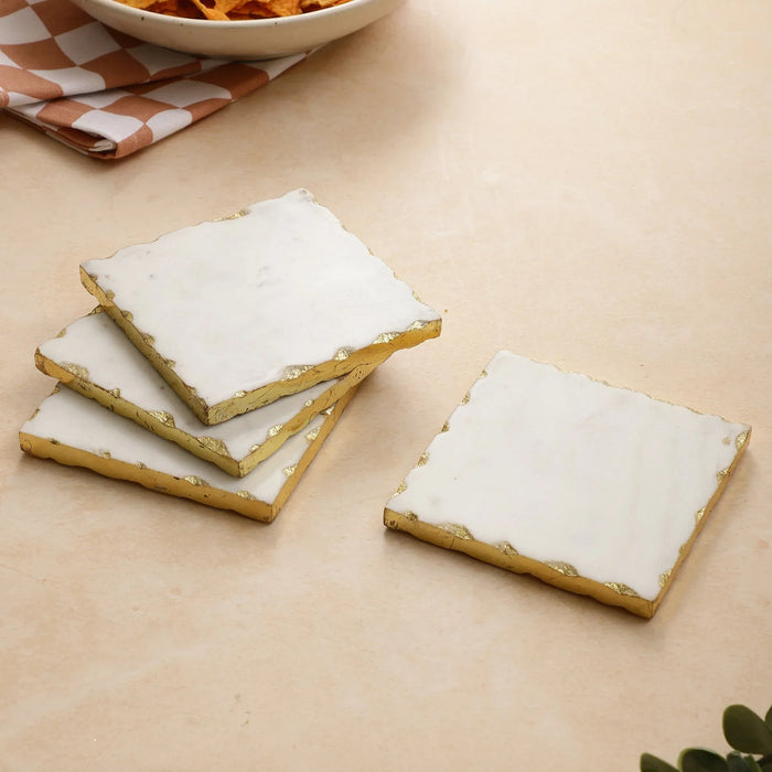 Marble White Gold foil coaster Set of 4 - NikkisPride