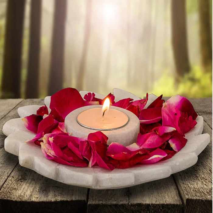 Floral Marble Tea Light Candle Holder - NikkisPride