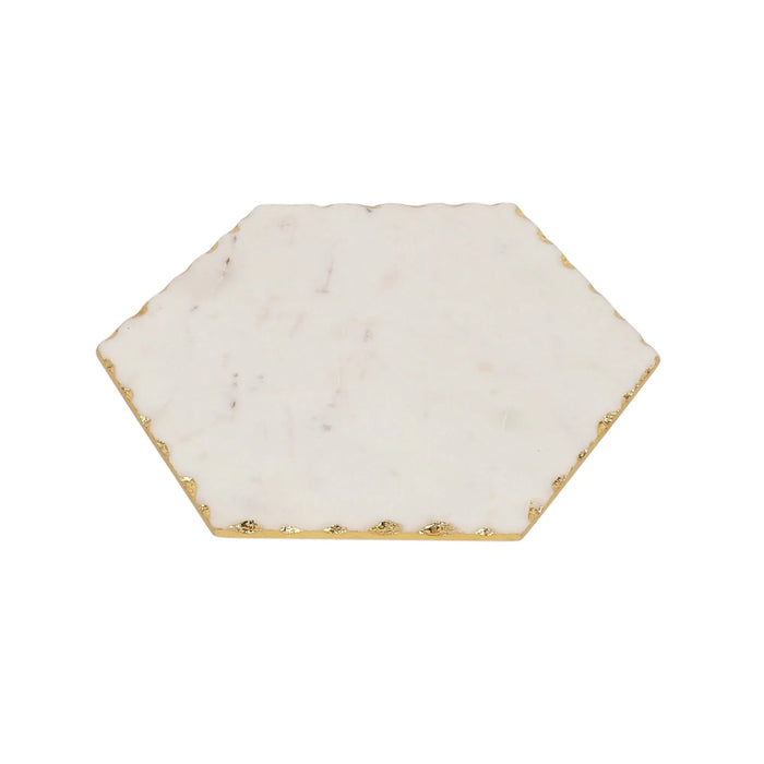 Marble Hexagon Platter With Gold foil work 10 inch - NikkisPride