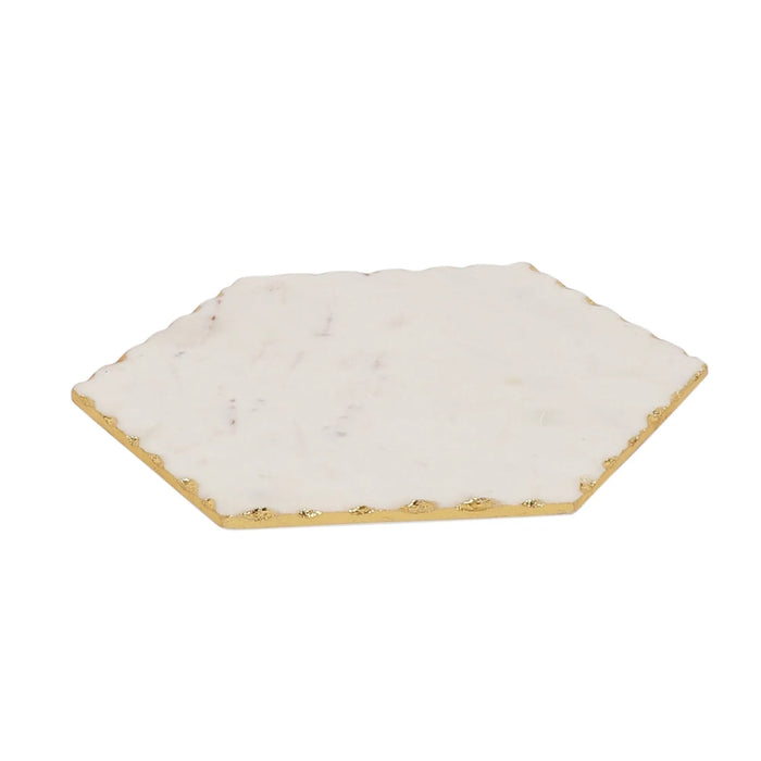 Marble Hexagon Platter With Gold foil work 10 inch - NikkisPride