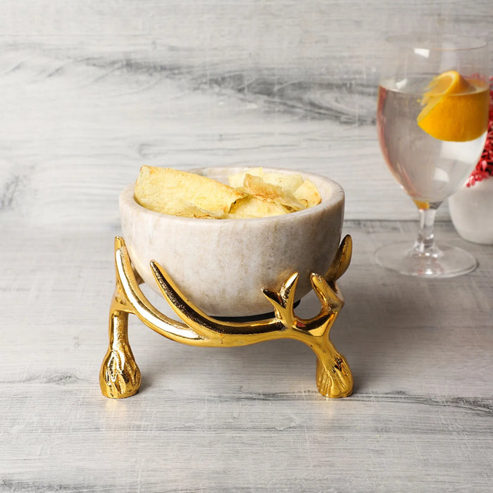Beige Marble Bowl – Multi-Purpose Serveware for Pasta, Fruits & More with altler stand - NikkisPride
