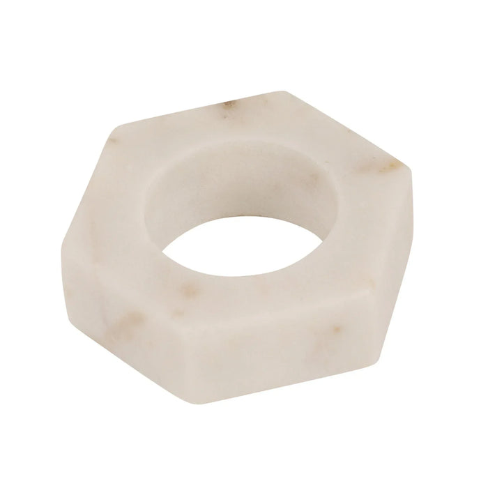 Hexagonal White Marble Napkin Rings (Set of 4) - NikkisPride
