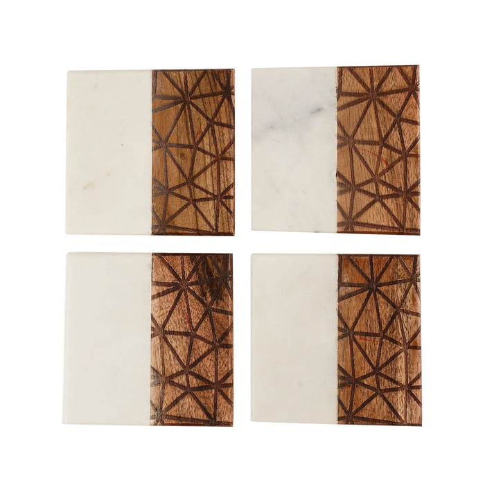 Engraved Marble & Wooden Coasters – 4 pcs - NikkisPride