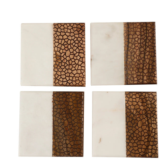 Marble and Wooden Coasters – Engraved Set of 4 - NikkisPride