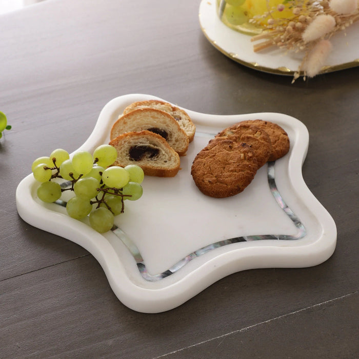Luxury Star-Shaped Marble Platter with Pearl Inlay - NikkisPride