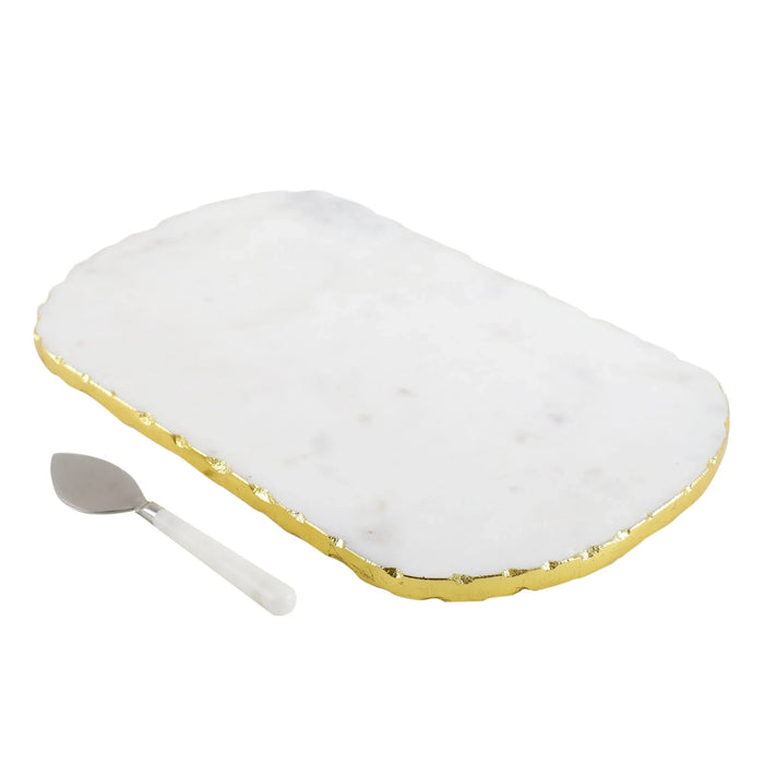 Oval Shape Gourmet Marble Cheese Platter with Spreader - NikkisPride