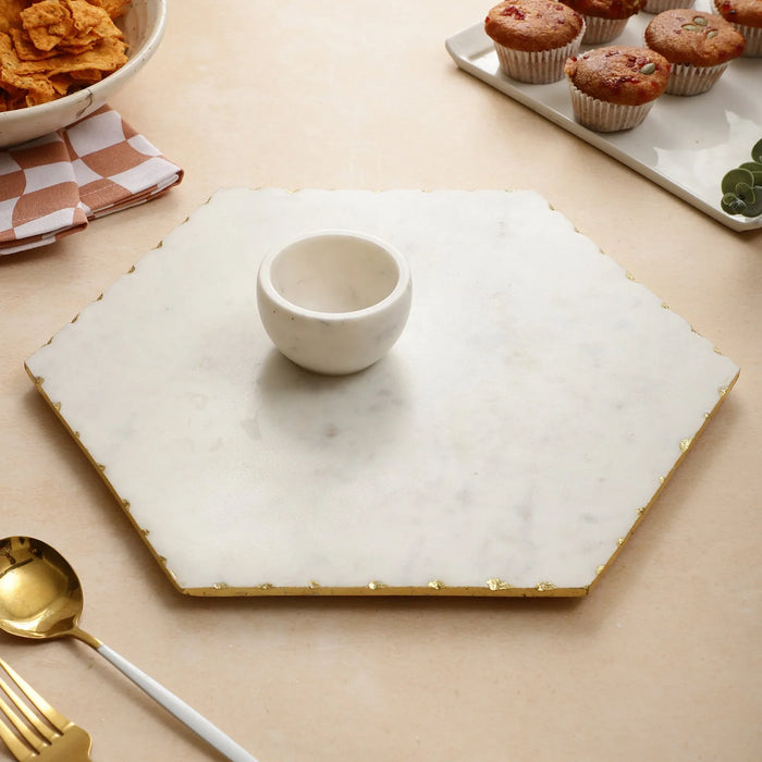 White gold Marble Chip and Dip tray - NikkisPride