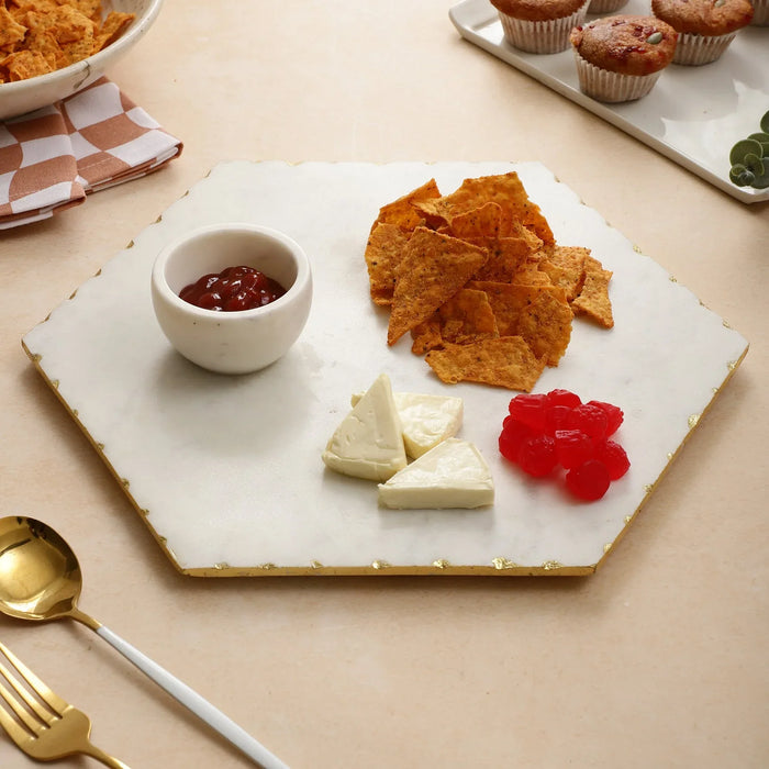White gold Marble Chip and Dip tray - NikkisPride
