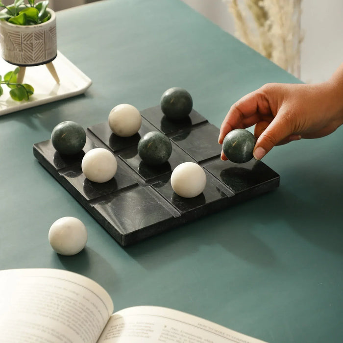 Black Green Marble Tic Tac Toe Game Set - NikkisPride