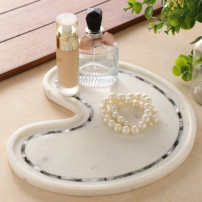 Luxury Shell Design Marble Platter with Pearl Inlay - NikkisPride