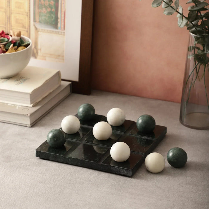 Black Green Marble Tic Tac Toe Game Set - NikkisPride