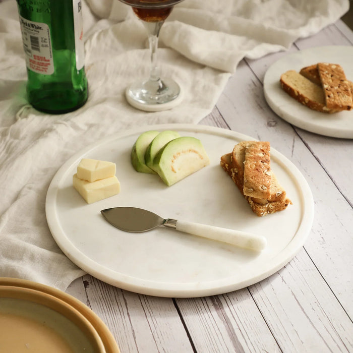 Gourmet Marble Round Cheese Platter with Spreader – Elegant & Multi-Purpose Serveware - NikkisPride