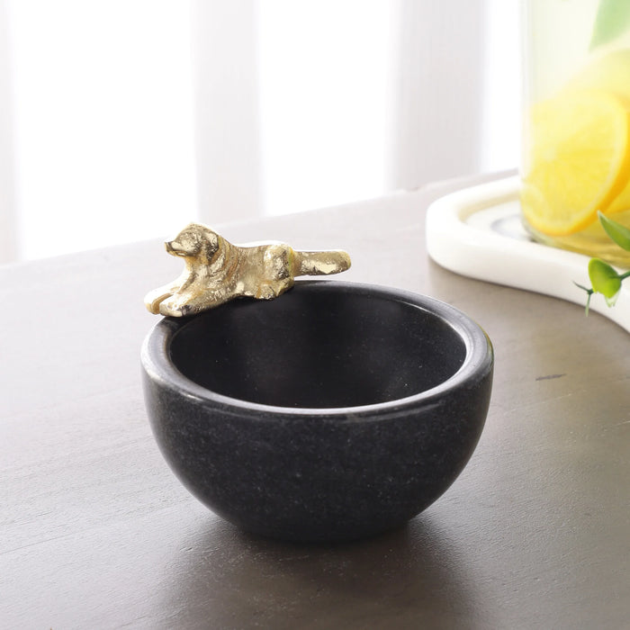 Marble Candy/Nut Bowl with Brass Accent Good Luck Bowl - NikkisPride