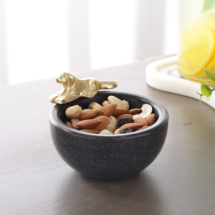 Marble Candy/Nut Bowl with Brass Accent Good Luck Bowl - NikkisPride