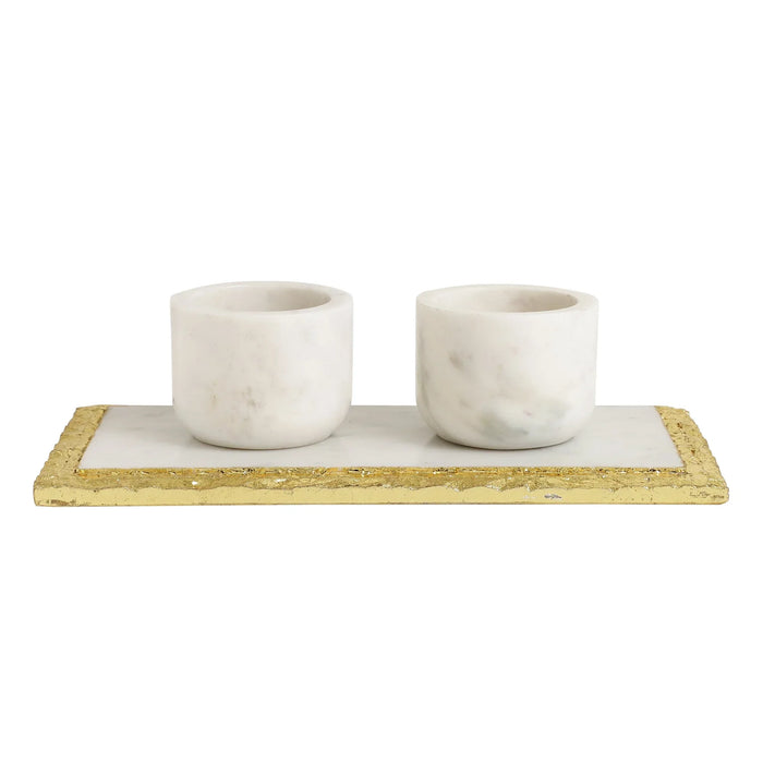 White & Gold Marble Salt & Pepper Bowl Tray Set - NikkisPride