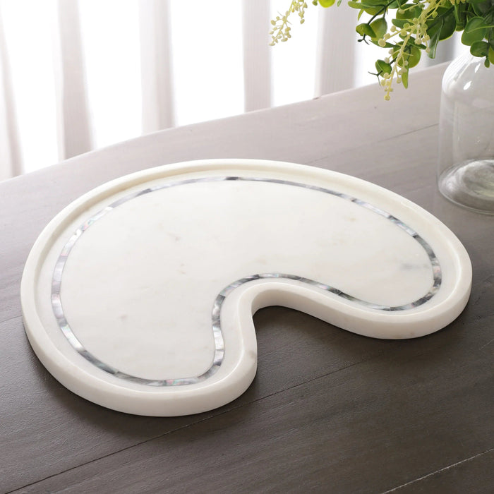 Luxury Shell Design Marble Platter with Pearl Inlay - NikkisPride