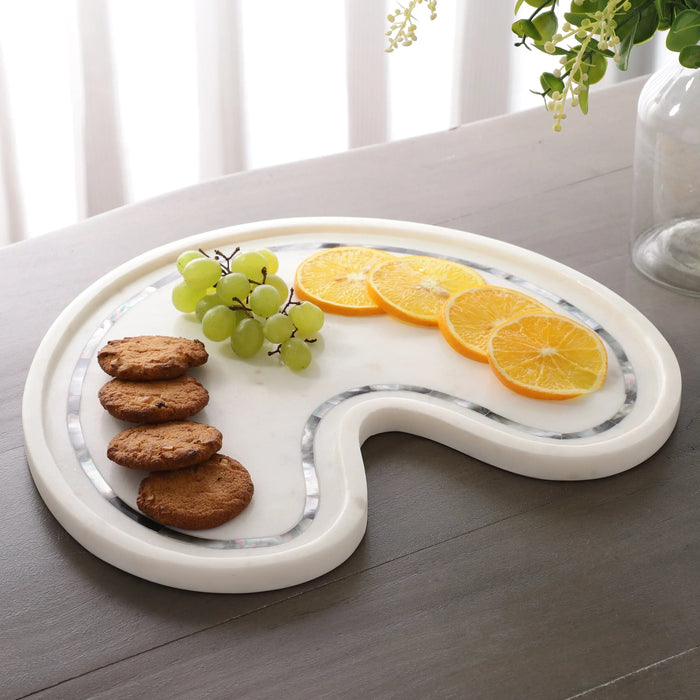 Luxury Shell Design Marble Platter with Pearl Inlay - NikkisPride