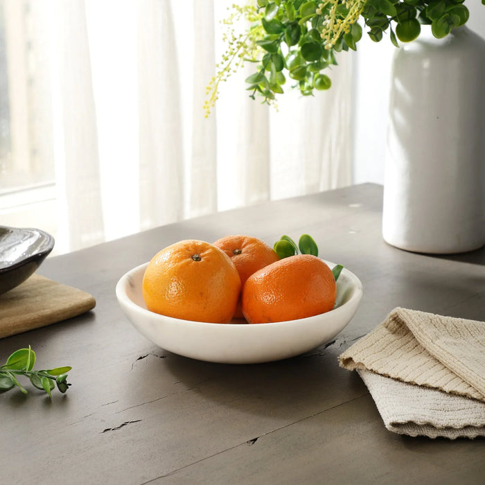 Grand White Marble Bowl – Multi-Purpose Serveware for Pasta, Fruits & More - NikkisPride
