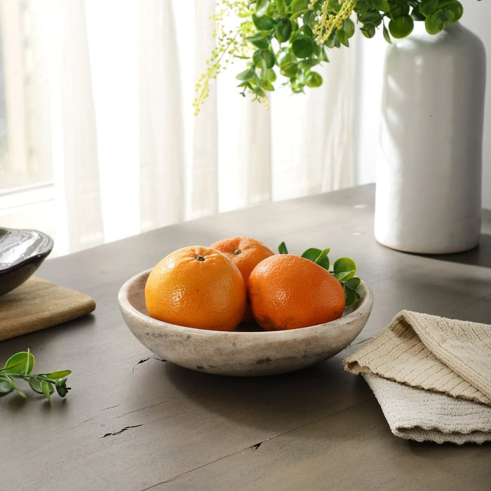 Grand Beige Marble Bowl – Multi-Purpose Serveware for Pasta, Fruits & More - NikkisPride