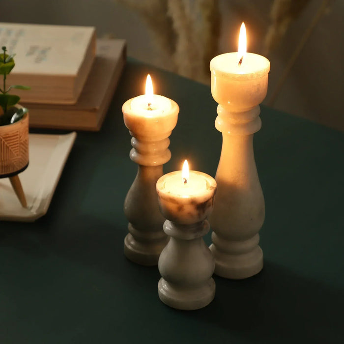 Marble Tea Light Candle Holder Set of 3 - NikkisPride