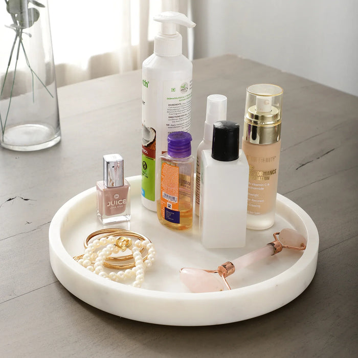 Square White Marble Vanity Tray for Bathroom Essentials - NikkisPride