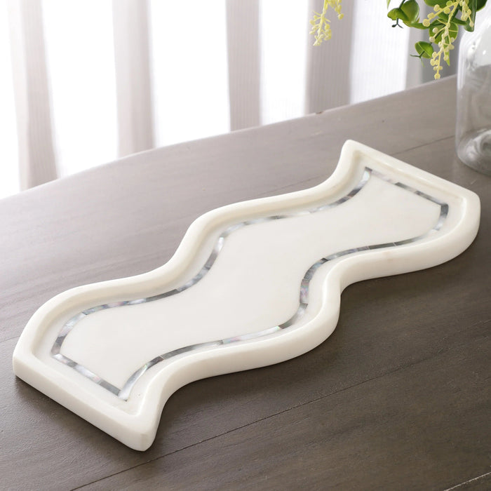Luxury Marble Wave Platter with Mother of Pearl Inlay - NikkisPride