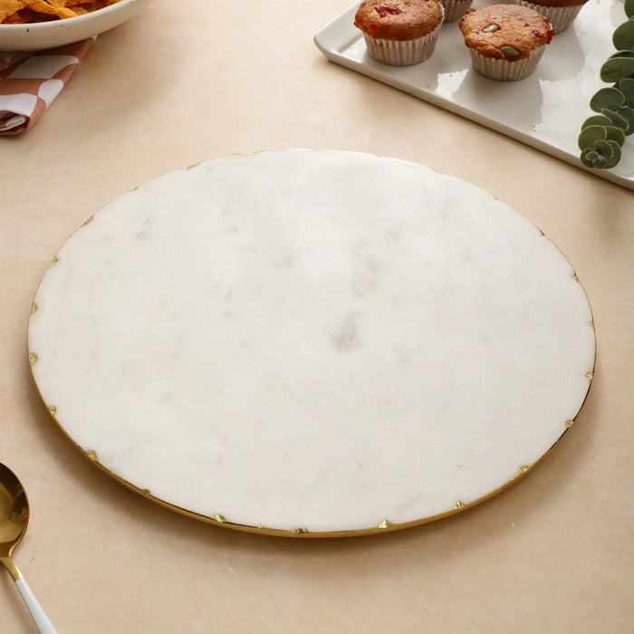 Marble Trivet or Serving Platter with Gold Foil – 12 Inch - NikkisPride