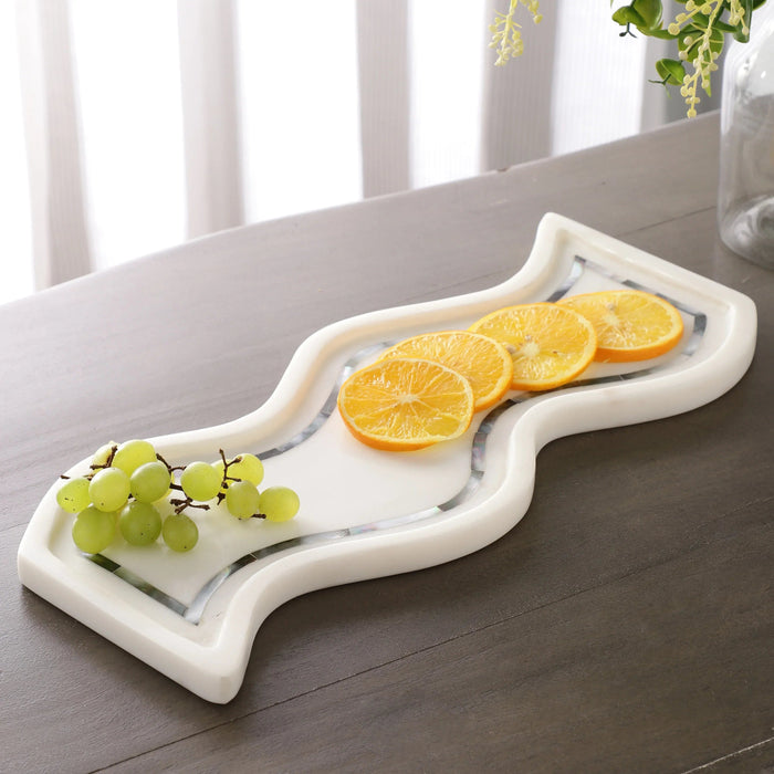 Luxury Marble Wave Platter with Mother of Pearl Inlay - NikkisPride