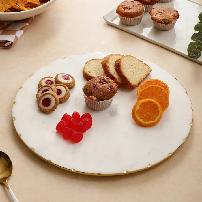 Marble Trivet or Serving Platter with Gold Foil – 12 Inch - NikkisPride