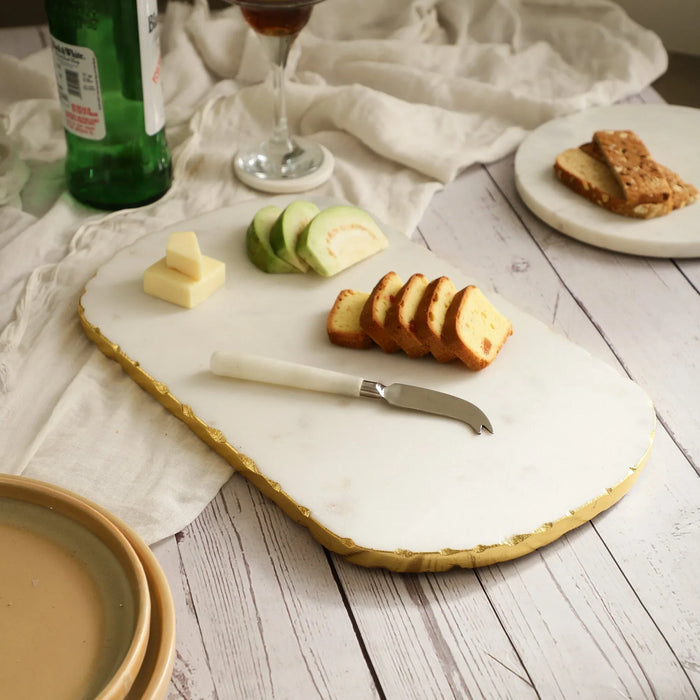 Oval shape Gourmet Marble Cheese Platter with Spreader – Elegant & Multi-Purpose Serveware - NikkisPride