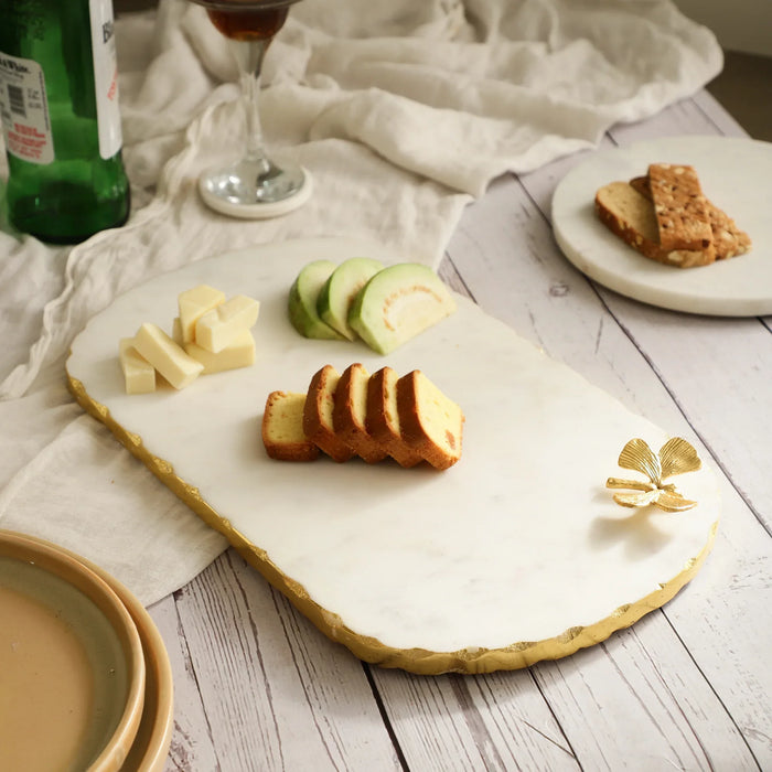 Marble Oval Platter With metal butterfly embedded - NikkisPride