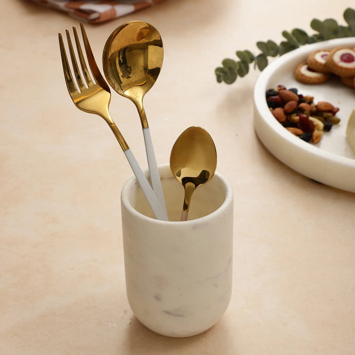 White Marble Toothbrush Holder with Sleek Design - NikkisPride