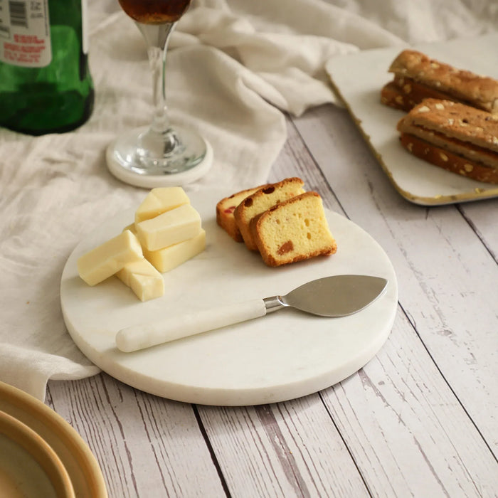 Elegant Marble Cheese Board with Spreader – Premium Serveware - NikkisPride