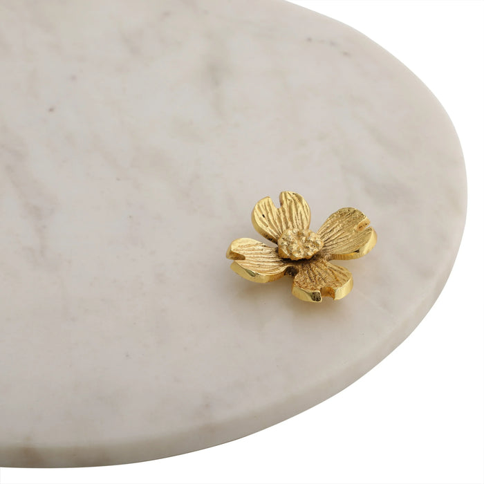 Hexegeon Serving Platter With Brass Flower Embedded - NikkisPride