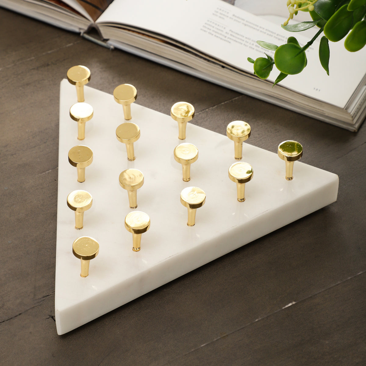 Vintage Marble Solitaire Game with Brass Pegs – NikkisPride
