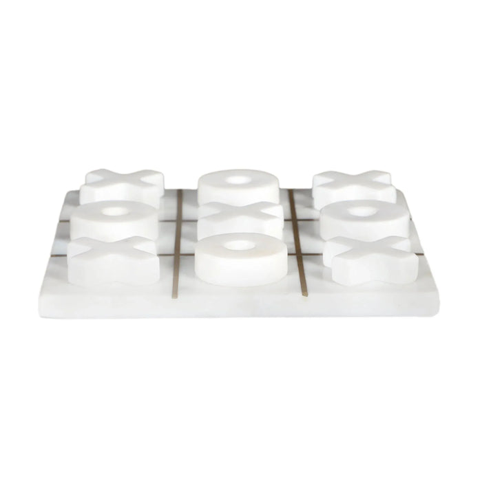 White & Gold Marble Tic Tac Toe Game Board - NikkisPride