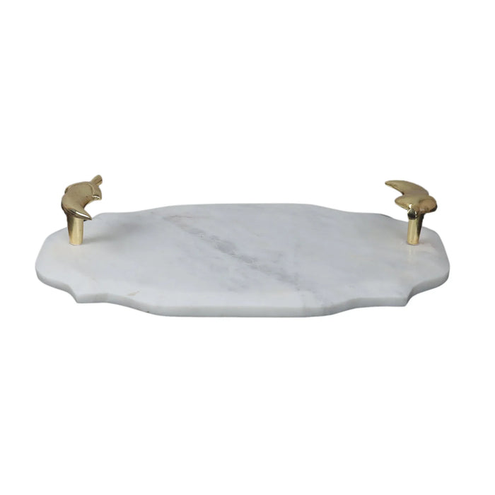 Marble Tray With Gold Finish Metal Handle - NikkisPride