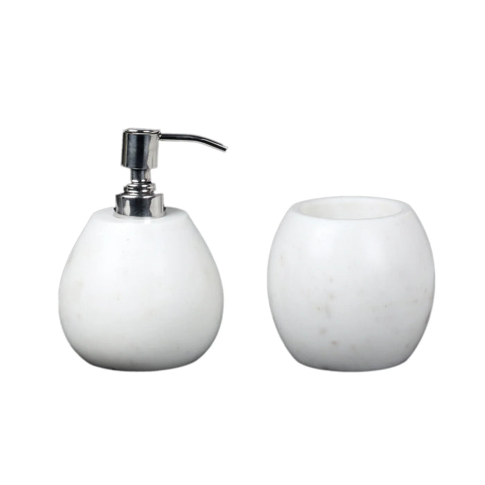 White Marble Liquid Soap Dispenser with Premium Stainless Steel Pump - NikkisPride