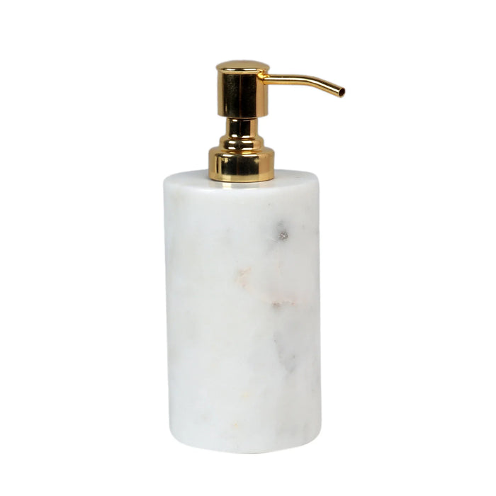 White Marble Soap Dispenser with High-Quality Stainless Steel Pump - NikkisPride