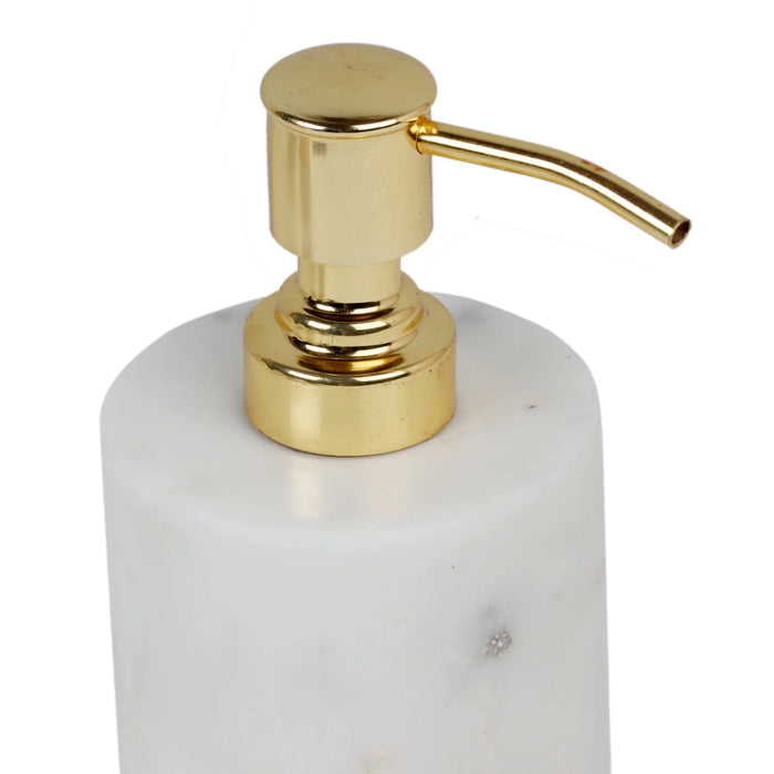 White Marble Soap Dispenser with High-Quality Stainless Steel Pump - NikkisPride
