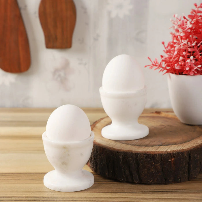 Marble egg Keeper White Banswara Set of 2 - NikkisPride