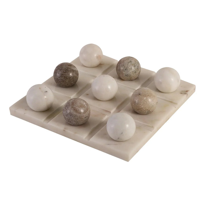 White beige Marble Tic Tac Toe Game Set - NikkisPride