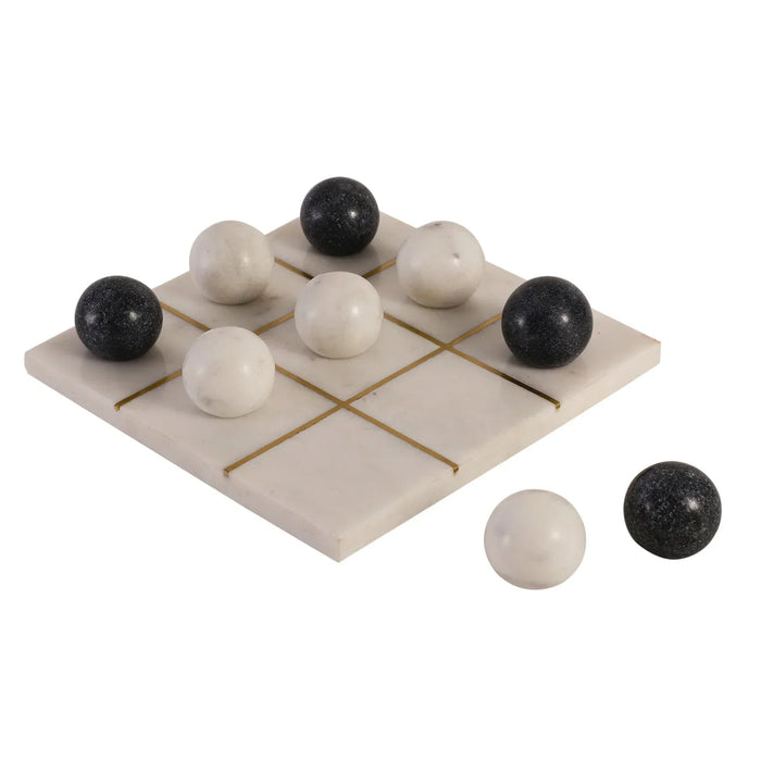 White Gold Marble Tic Tac Toe Game Set - NikkisPride