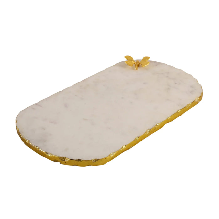 Marble Oval Platter With metal butterfly embedded - NikkisPride