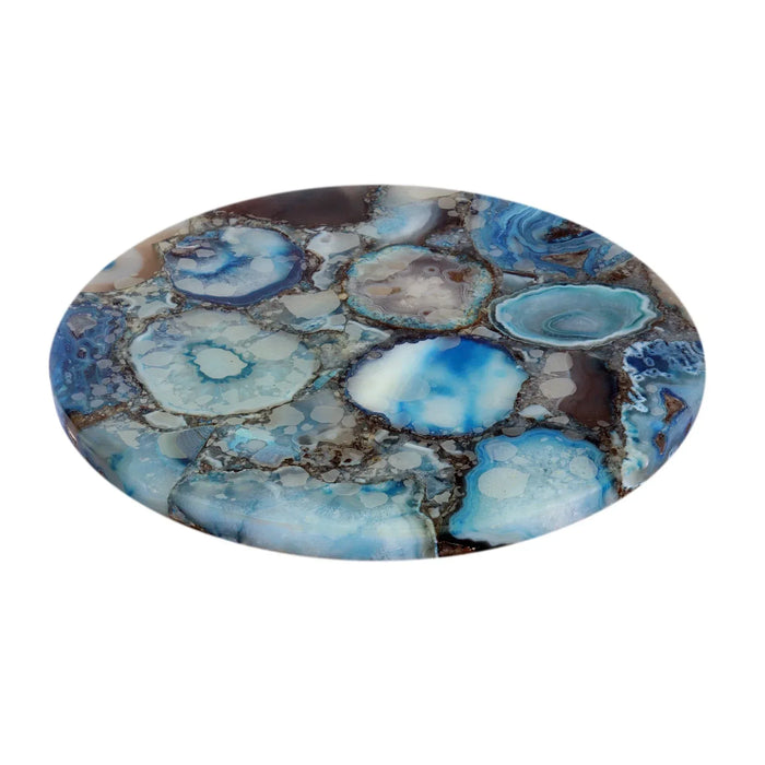 Handmade Blue Agate Platter Tray Cheese Board Table Top - NikkisPride