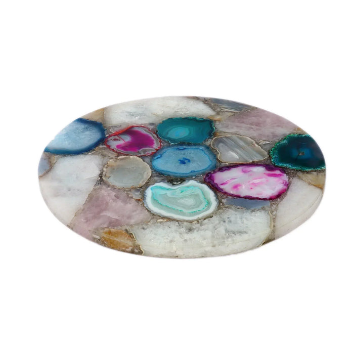 Handmade Multicolor Agate Platter Tray Cheese Board Table Top - NikkisPride