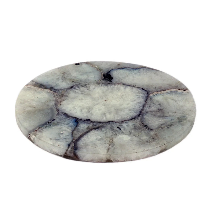 Handmade White Agate Platter Tray Cheese Board Table Top - NikkisPride