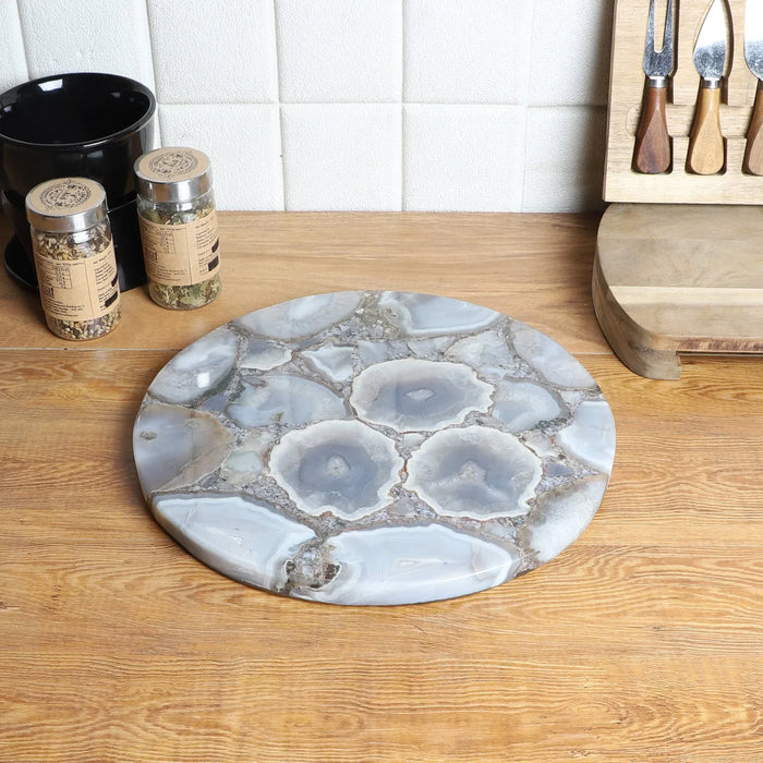 Handmade Natural Agate Platter Tray Cheese Board Table Top - NikkisPride