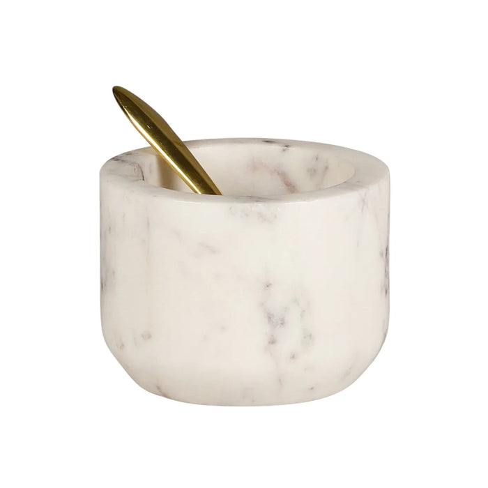 Marble Salt Container with Brass Spoon - NikkisPride